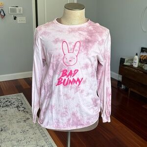 BAD BUNNY Pink Tie-Dye Long Sleeve Merch